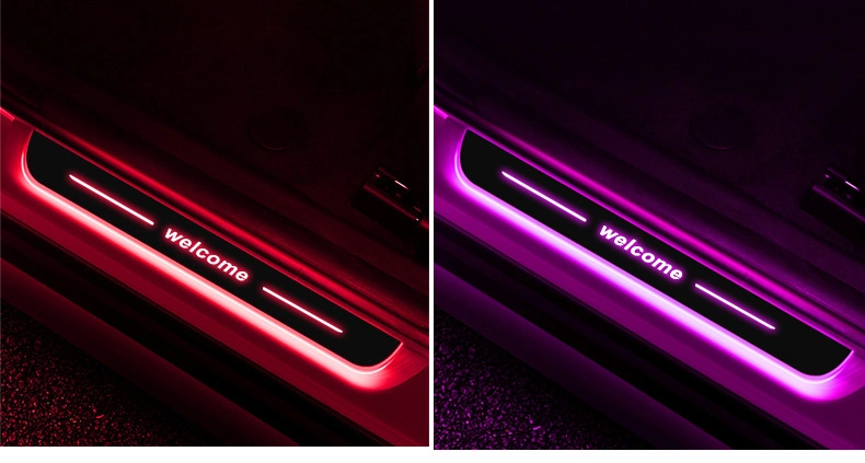4PCS Wireless LED Pedal Welcome Light Universal Door Sill Plate Lamp Acrylic USB Charging RGB Custom Logo Streamer Dynamic Light for Auto