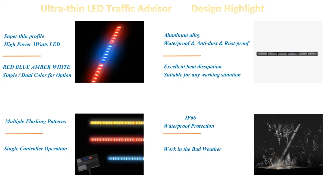 Ultra-Thin LED Flashing Traffic Advisor Light Bar