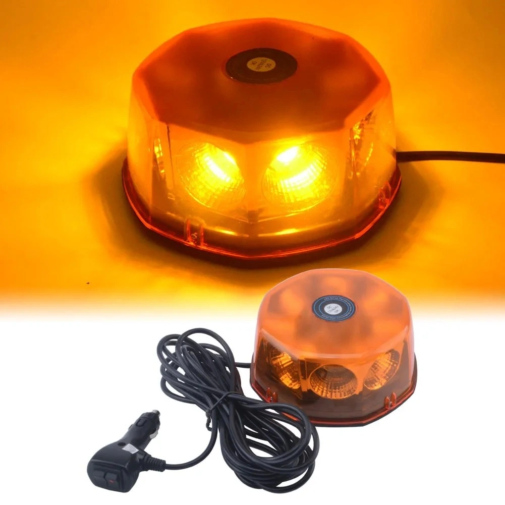 DC12V-24V Car Warning LED Strobe Beacon Lamp Open Road Circular Flashing Caution Signal Lights for Engineering Roof Powerful LED Warning Light