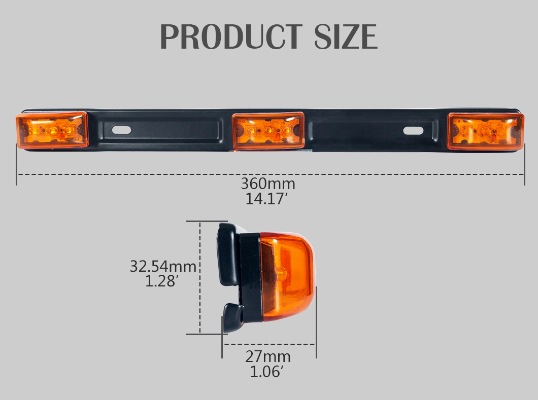 Amber Clearance Bar Marker Light Sealed Stainless Truck and Trailer Identification LED Light Bar