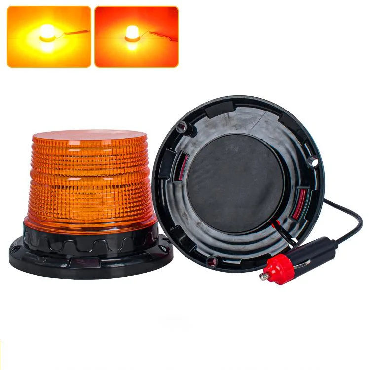 Auto Lighting System Beacon Lamp DC10-80V Red Amber Rotating Truck LED Strobe Warning Light with Cigarette Plug