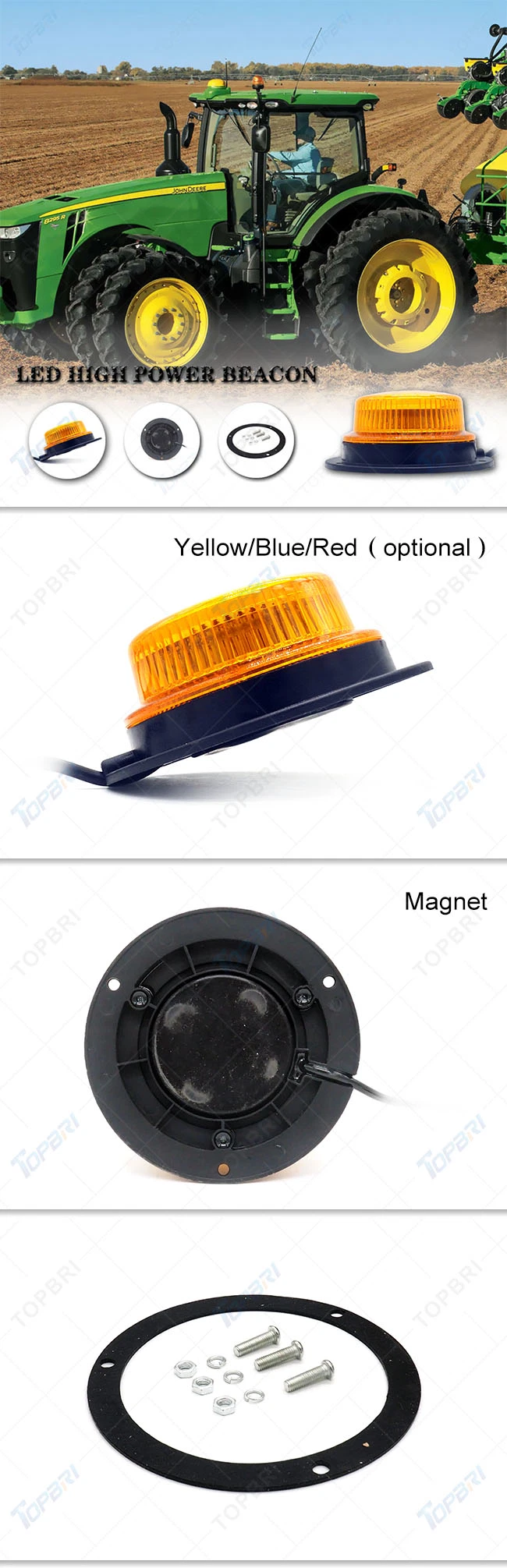 R65 Magnetic Mounting LED Warning Strobe Beacon Truck Light