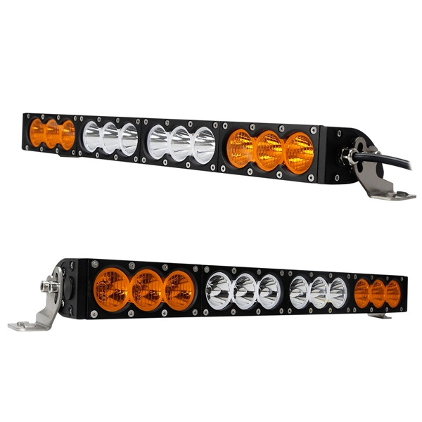 120W 22inch Dual Color White Yellow Amber Single Row LED Work Light Bar