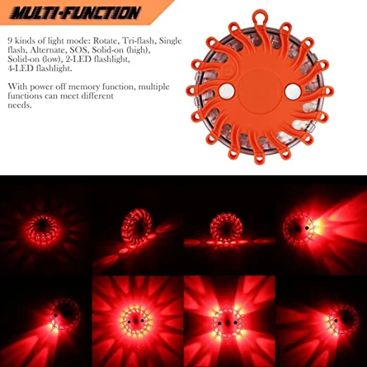 Rechargeable Flashing LED Road Flares Emergency Disc Beacon Lights Car V16 Caution Light Portable Powerful Traffic Warning Strobe Signal Light