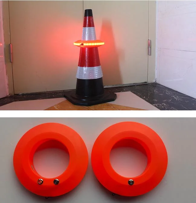 Remote Control Red Blue Flashing Warning Cone Light for Road Traffic Emergency Warning Rechargeable Signal Flashing LED Strip Cone Warn Light