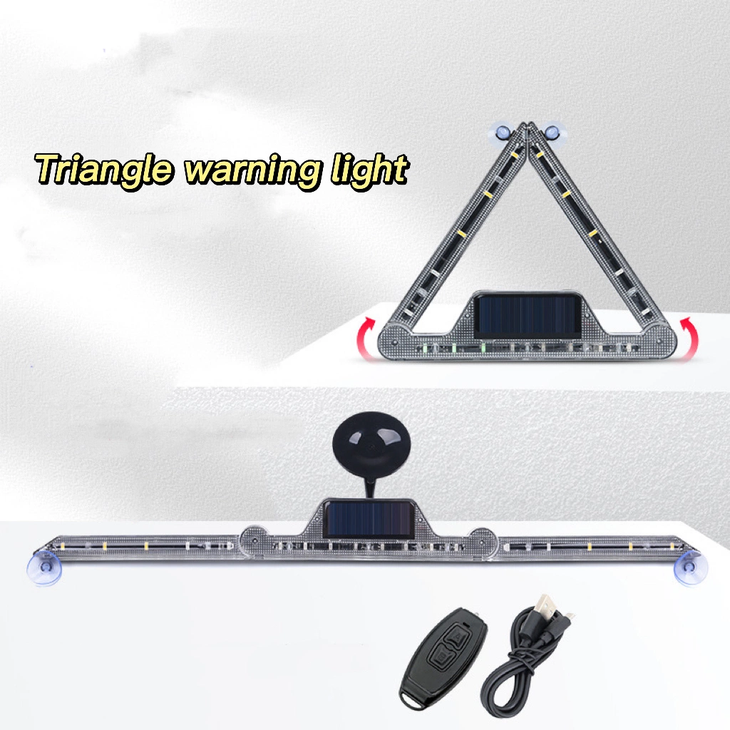 Collapsible Triangle Warning Signal Emergency LED Light with Remote Solar Panel Charing Road Safety Beacon Strobe Lamp Rechargeable Car Traffic Warning Light