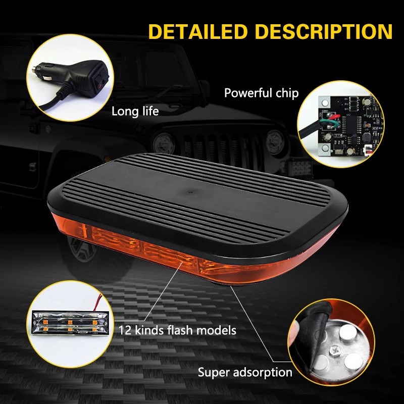 Truck Parts Magnetic Emergency Lightbar Amber LED Warning Strobe Mini Light Bar