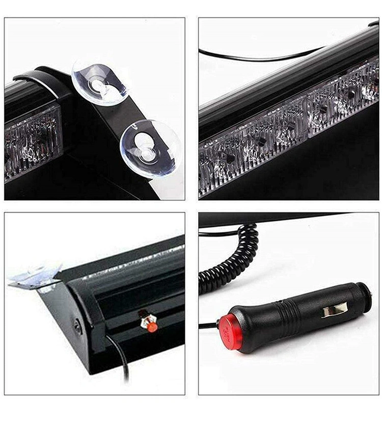 8 LED Emergency Strobe Light Bar Car Windshield Flashing Warning Lights 12V Flasher DRL Red Blue Amber 3 Flashing Modes