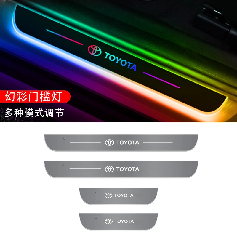 4PCS Wireless LED Pedal Welcome Light Universal Door Sill Plate Lamp Acrylic USB Charging RGB Custom Logo Streamer Dynamic Light for Auto