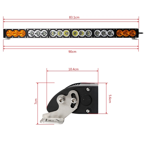 Single Row Amber White Dual Color Lens 180W 32.6inch LED Light Bar with 10W LED