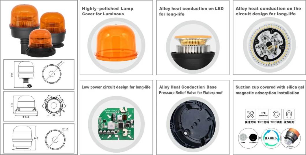 ECE R65 R10 Amber Flashing Patterns Flashing Warning Lights Rotating Beacon Light