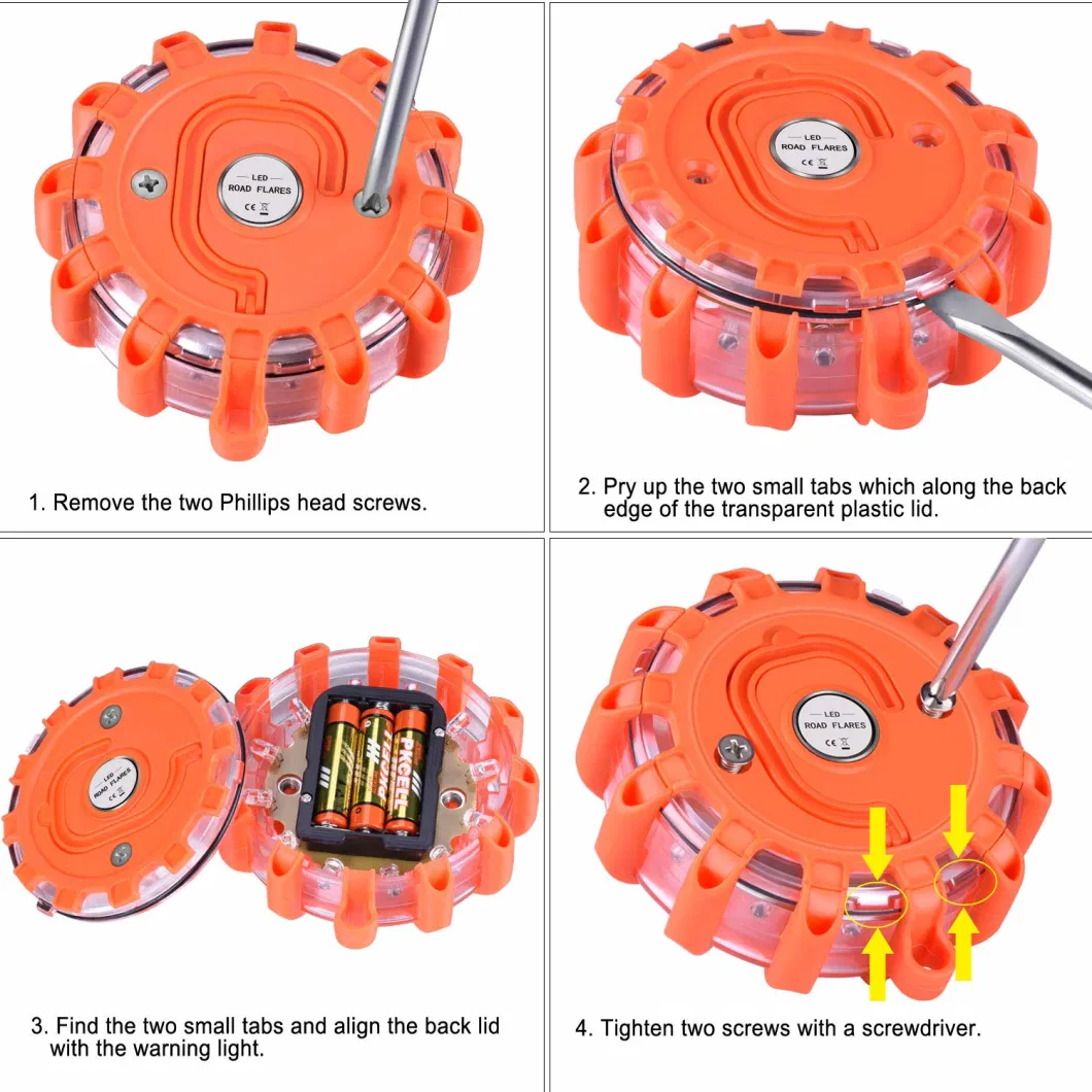 Magnetic Storage Bag 3 Pack Flashing Emergency Flare V16 Warning Light