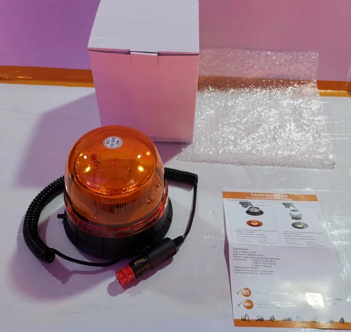 Super Bright Power LED Beacon 3W*8PCS LED DC12-24V Emergency Flashing Light Amber Warning Light with DIN Pole Mount