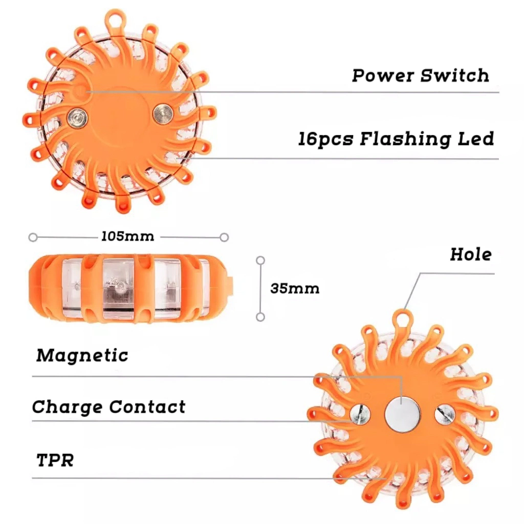 12+3 LED Road Safety Emergency Lighting Vehicle Warning Rechargeable Warning Flashing Signal Beacon Lamp Car Road Flares Caution Light