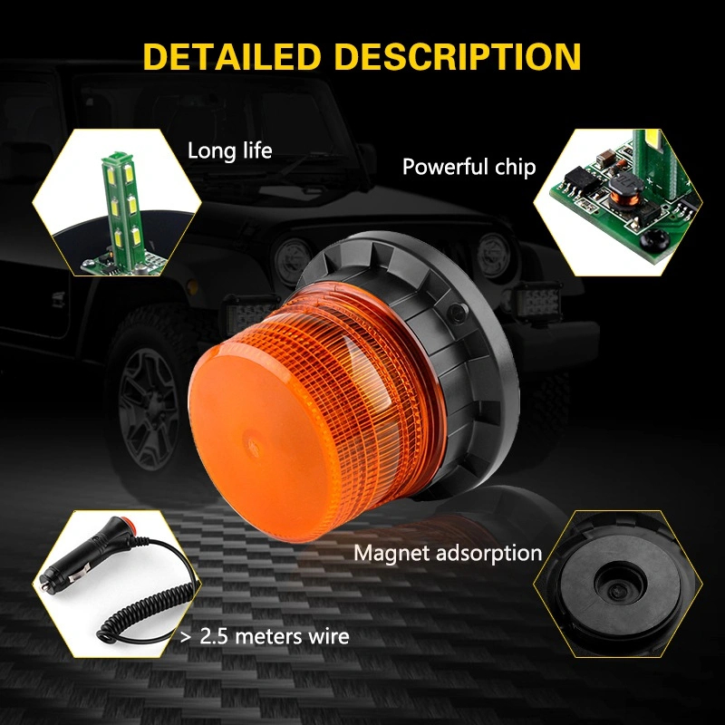 10-30V 12W Low Power Ambulant Warning Flashing Light Traffic Signal Strobe LED Rotating Light Forklift Truck Car Beacon