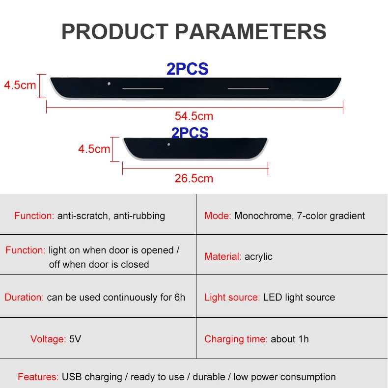 4PCS Wireless LED Pedal Welcome Light Universal Door Sill Plate Lamp Acrylic USB Charging RGB Custom Logo Streamer Dynamic Light for Auto