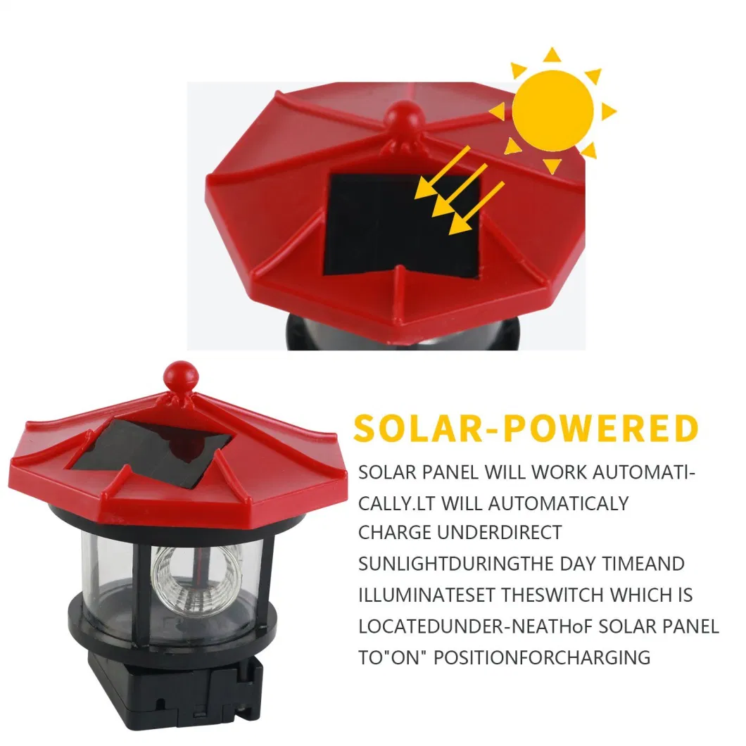 Waterproof Solar Lighthouse 360 Degree Rotating Miniature Garden Light IP44 Outdoor Decoration for Lawn and Pond Bl19068