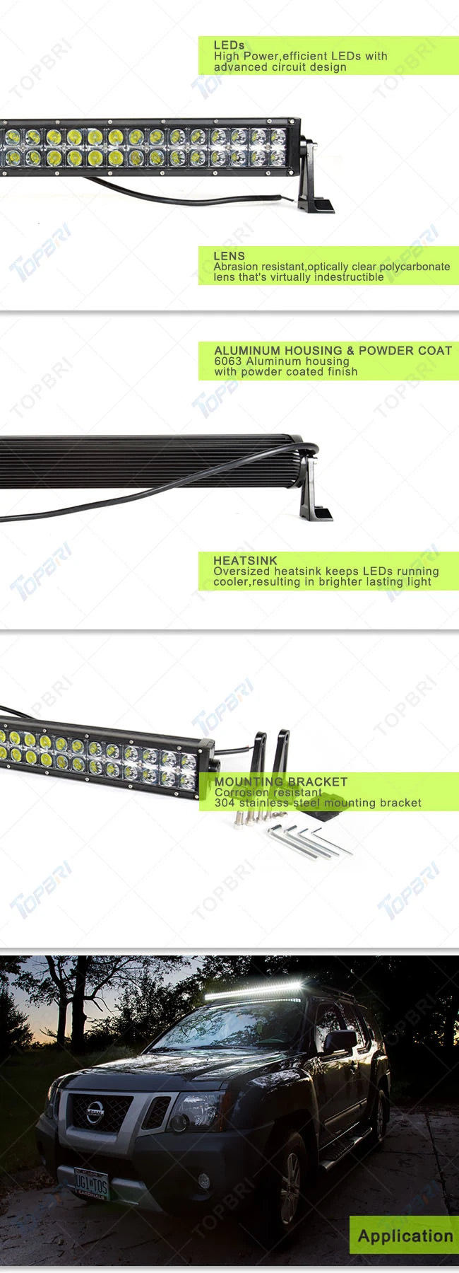 Super Bright 13&quot; 72W Double Row Tractor LED Light Bar