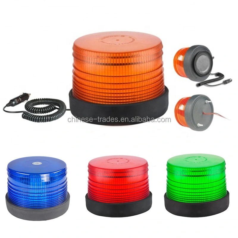Small LED Beacon Light with Magnetic Base (12V-48V) Hot Sell Rotary Strobe Lamp Blue/Amber/Red/White RoHS R10