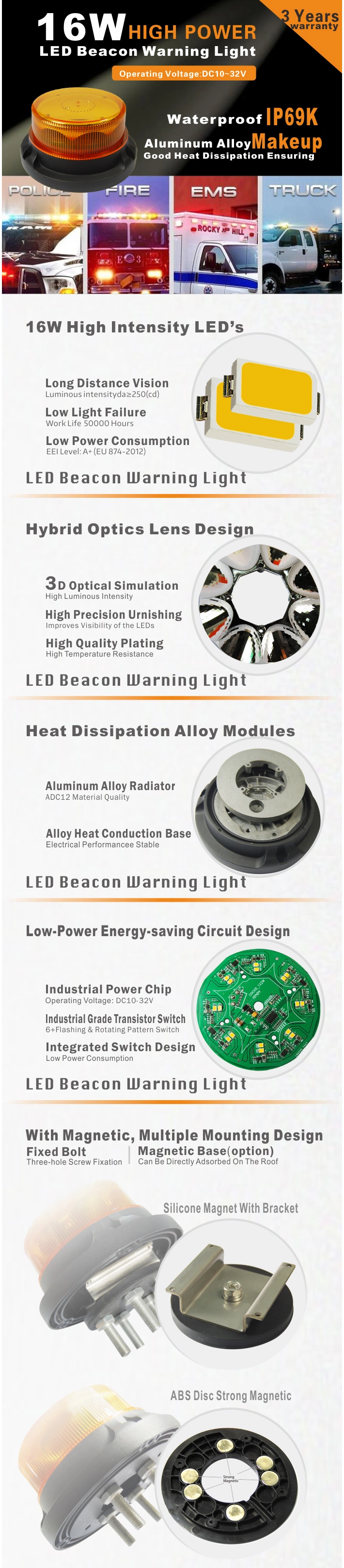 LED Beacon Warning Lights