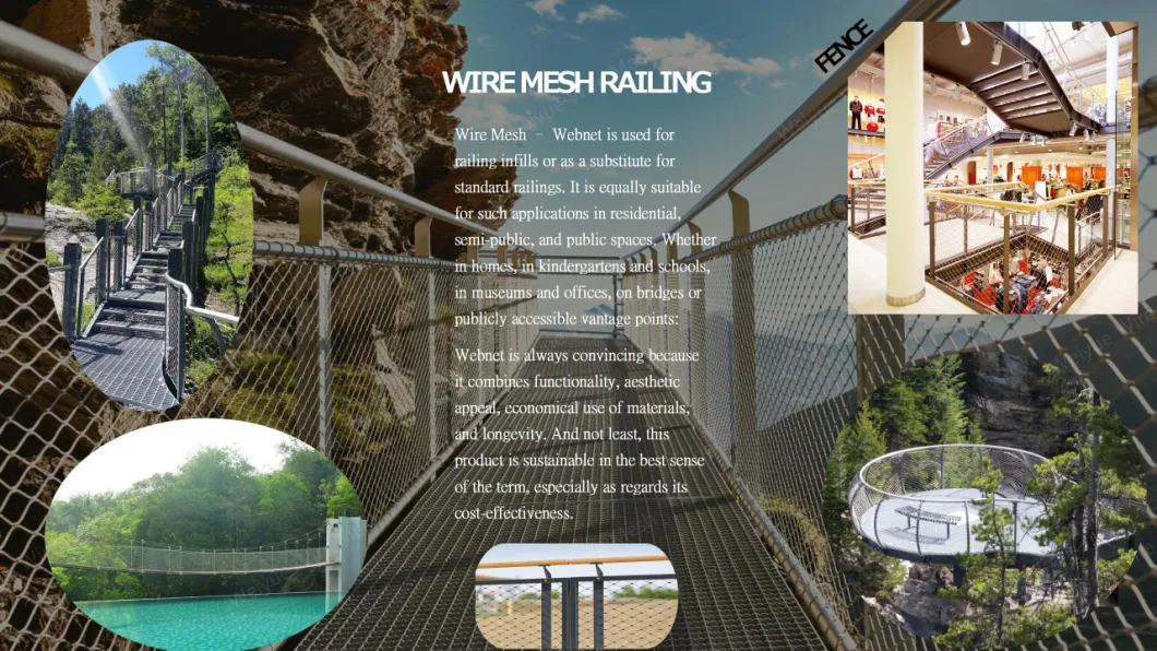 Flexible Stainless Steel Wire Rope Cable Mesh Netting Wire Rope Mesh/Aviary Mesh