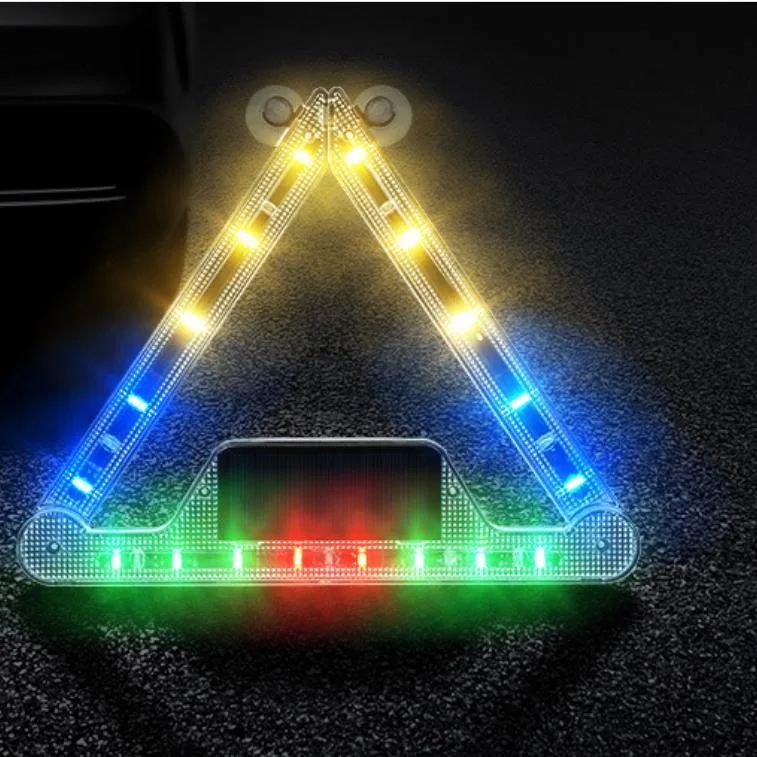 Newest Design Folding Solar Car Vehicle Warning Light with Remote Control 18PCS SMD Colors Rotating Beacon Caution Lamp Traffic Emergency LED Lighting