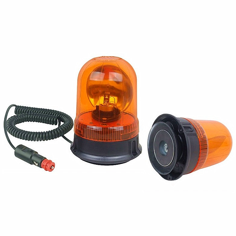 Amber Halogen Rotating Beacon DC12V/24V Vehicles Top Ceiling Warning Light Revolving Lamp with Magnetic Sucker Base Tbl 93