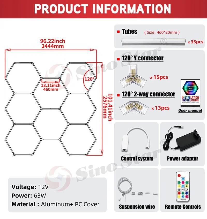 Club Hotel Shop Supermarket Corridor Honeycomb RGB Hexagon Light Bar Garage