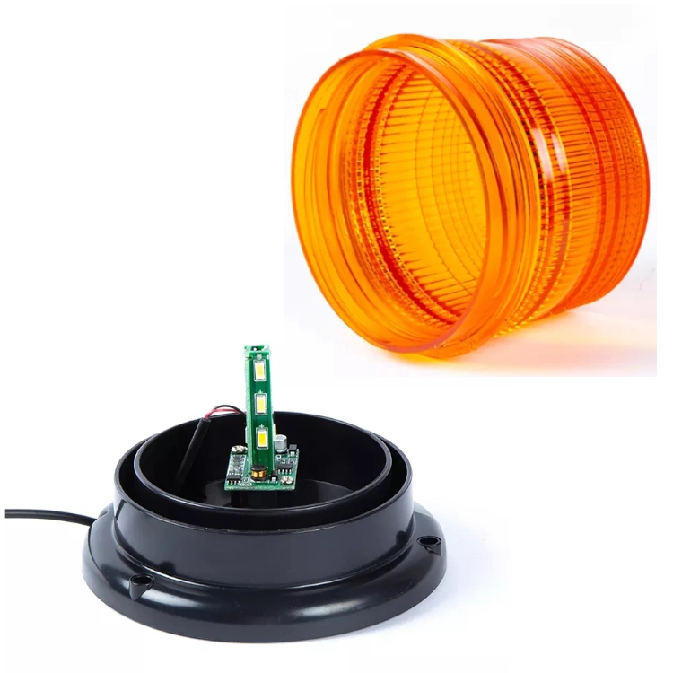 12W LED Emergency Beacon Flashing Amber Mini Revolving Warning Light 12V-24V with Magnetic Base