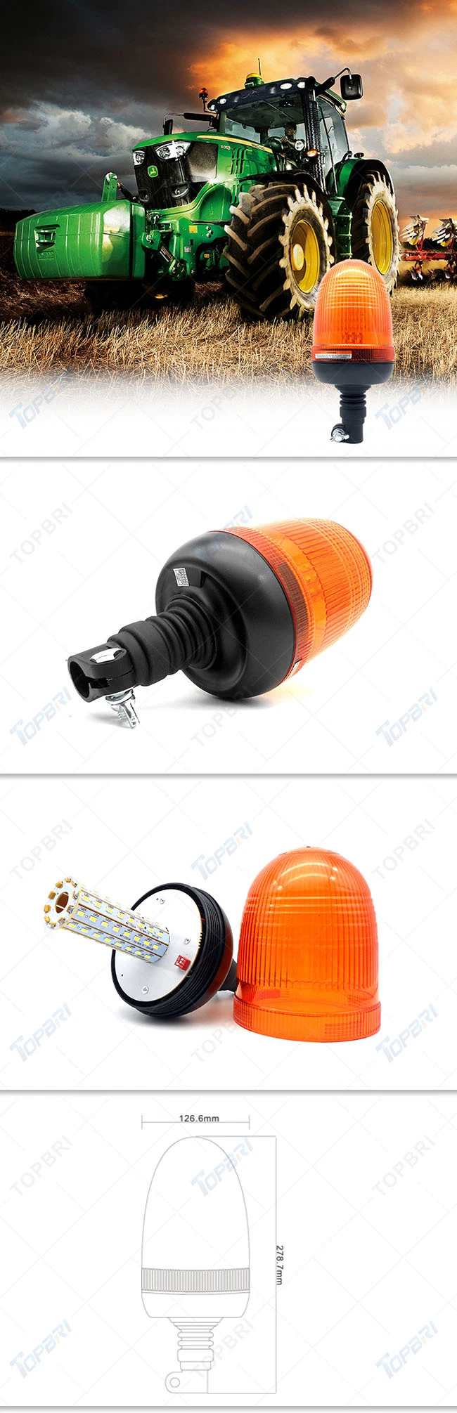 LED Rotating Strobe Flashing Beacons for Tractor