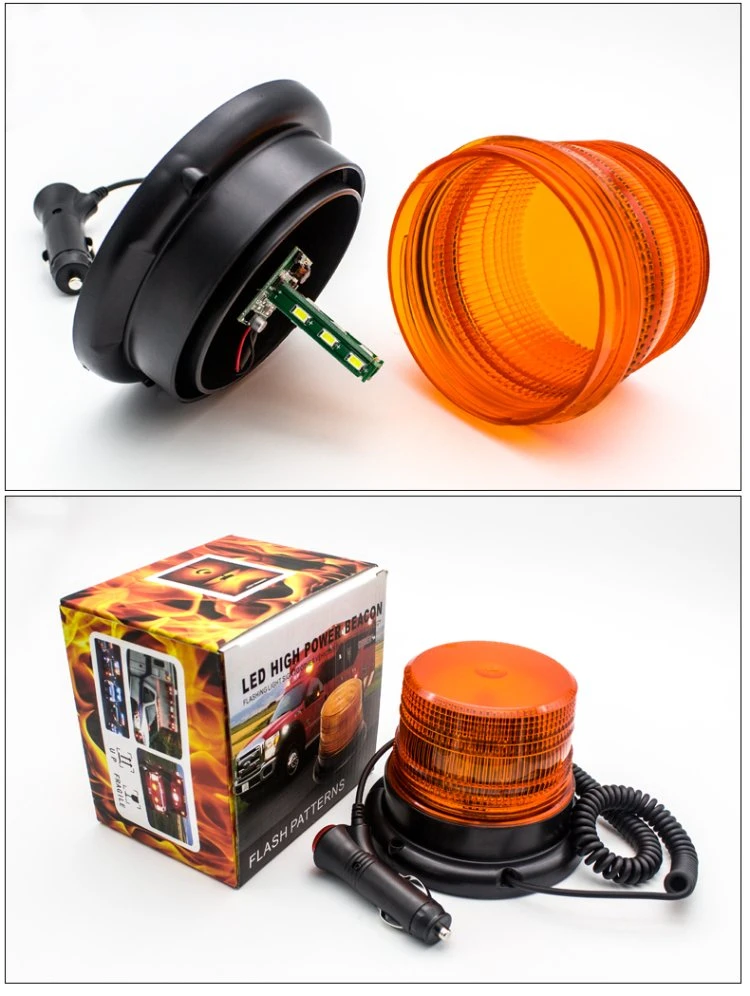 12-80V DC Strobe LED Warning Light for Heavy Duty Magnetic Base Flash De Advertencia Rotating Amber LED Strobe Beacon