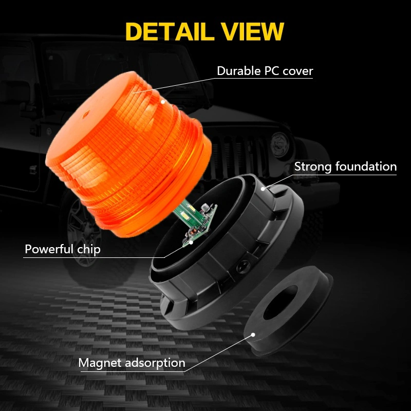 10-30V Magnetic Amber Flashing Forklift LED Strobe Warning Beacon Light