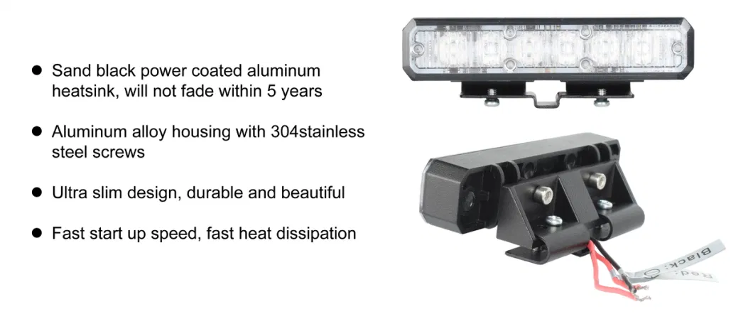 Waterproof IP68 6-LED 18W Amber/Red/Blue Emergency Warning Strobe Light Bar for Car SUV Truck Jeep