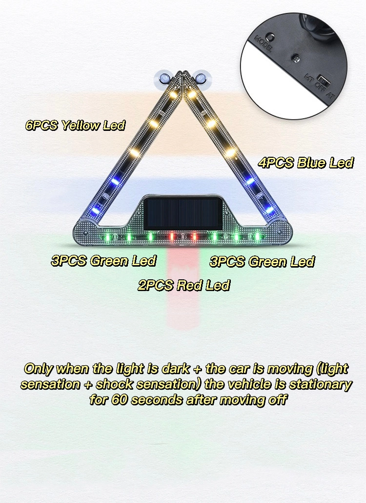 Collapsible Triangle Warning Signal Emergency LED Light with Remote Solar Panel Charing Road Safety Beacon Strobe Lamp Rechargeable Car Traffic Warning Light