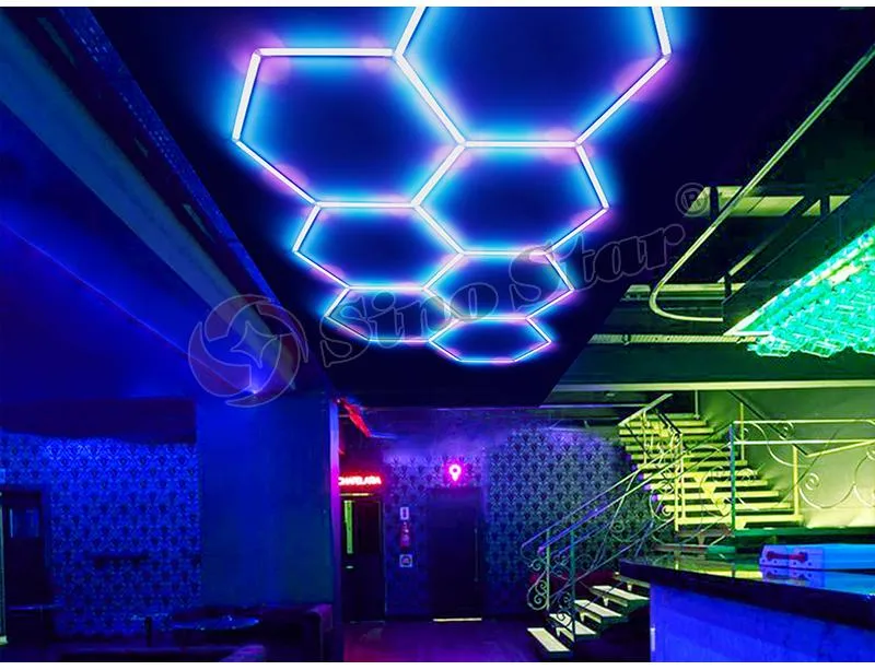 3389*1715mm 56W Club Hotel Shop Supermarket Corridor Honeycomb RGB Hexagon Light Bar
