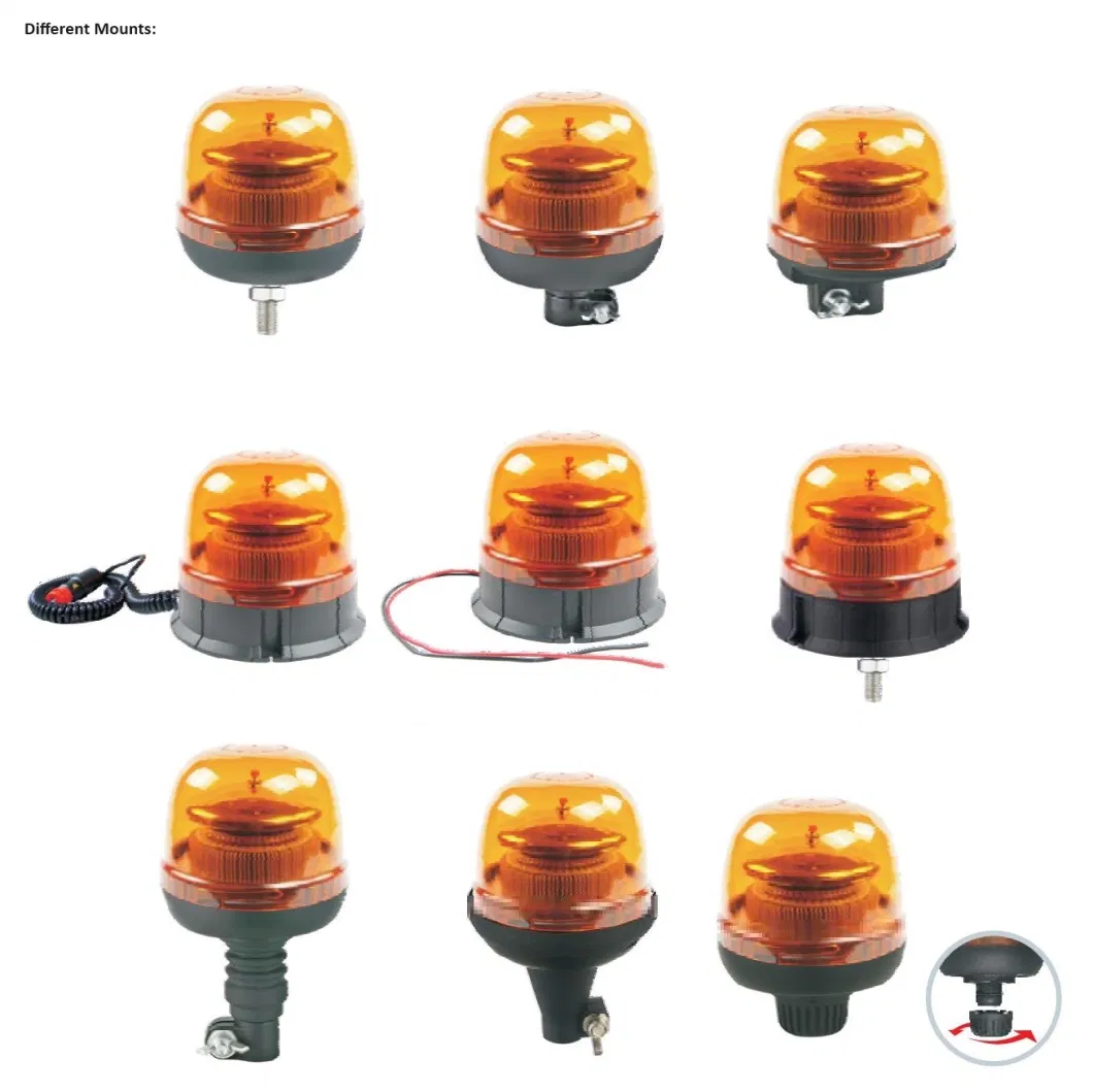 Super Bright Tower Power LED Beacon 3W*18PCS LED Amber Warning Light DC12-24V Car Emergency Flash Revolving/Strobe Lamp