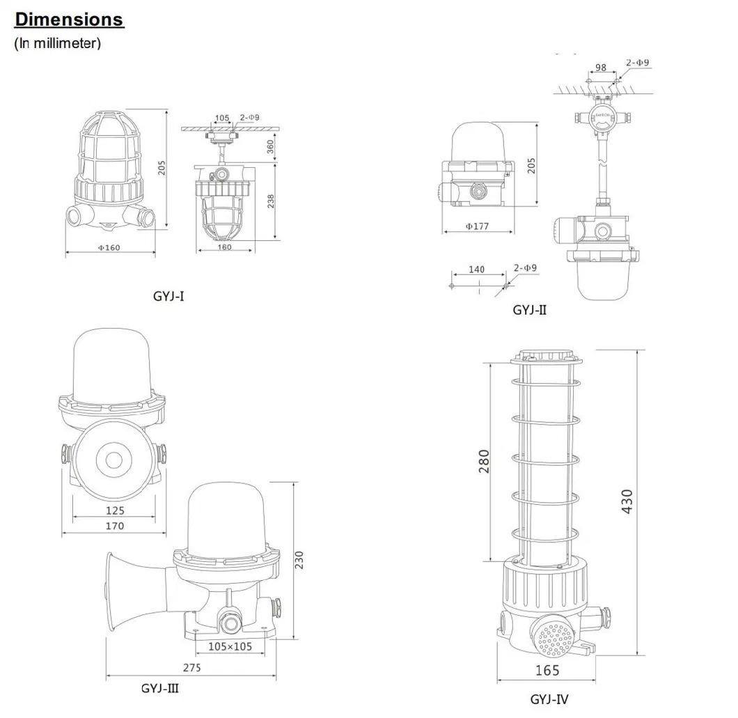 90dB 120dB 180dB Hazardous Area Explosion Proof Alarm Sound with Speaker Siren Warning Light Beacons Light