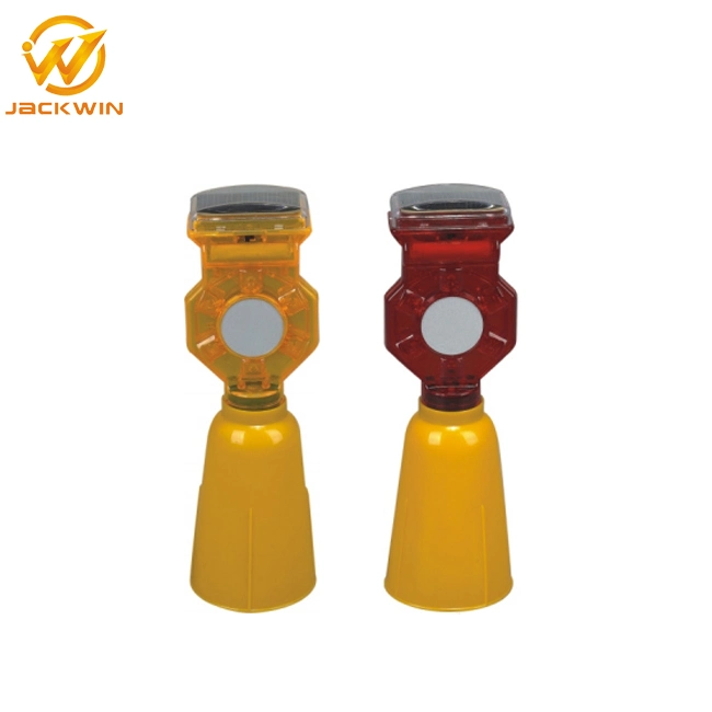 Red / Yellow Flashing LED Solar Power Beacon Light for Traffic Cone / Delineator Post / Plastic Barricade