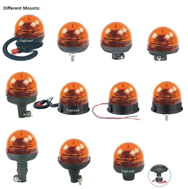 Super Bright Power LED Beacon 3W*8PCS LED DC12-24V Emergency Flashing Light Amber Warning Light with DIN Pole Mount