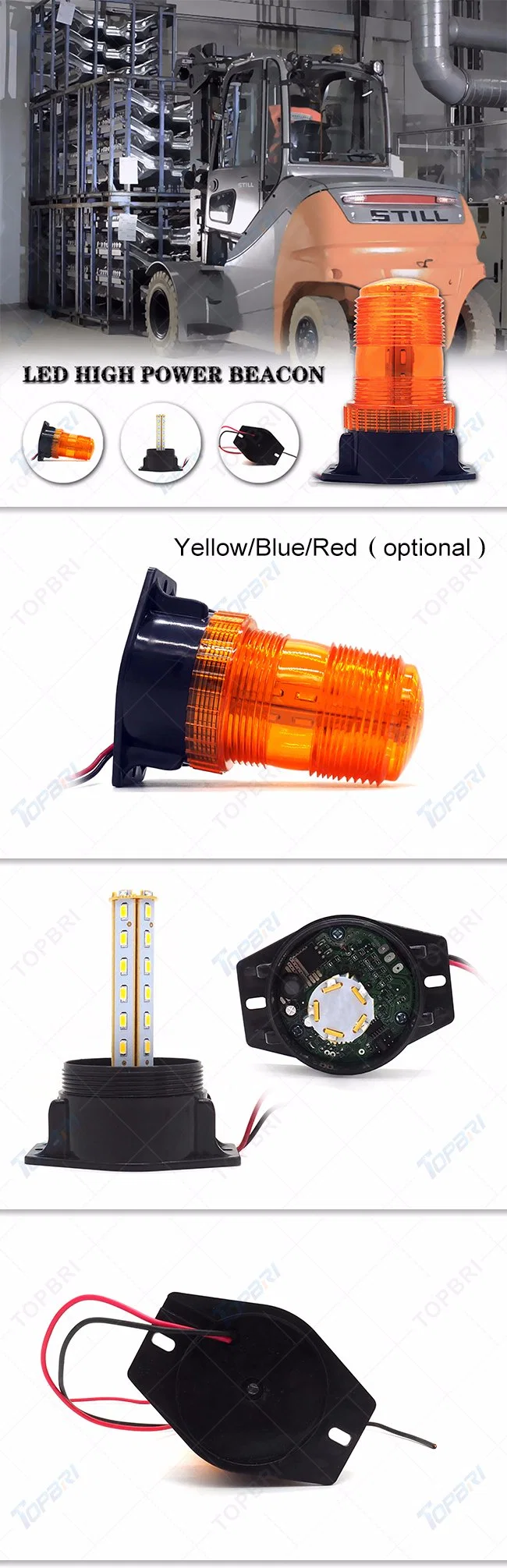 Amber Rotating LED Flashing Warning Beacon Work Light for Forklift Traffic