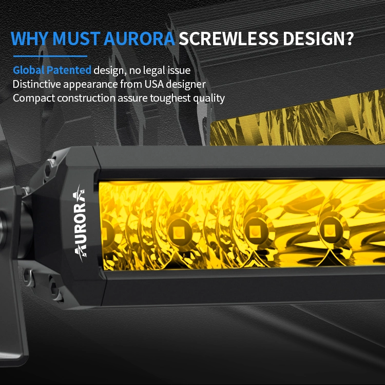 USA Designed Aurora Golden Screwless LED Light Bar Offroad Lights