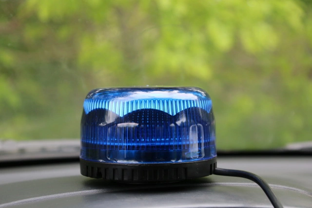 LED Warning Beacon in Blue Color with Rotating Flashing Pattern
