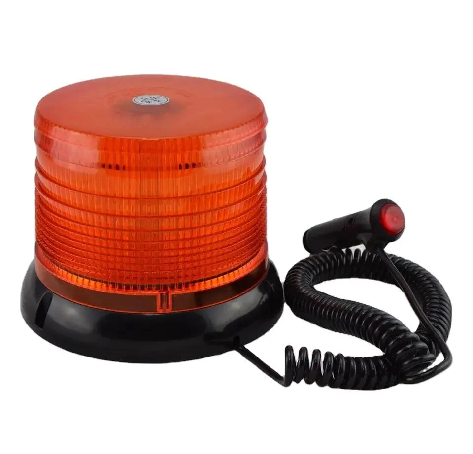 Small LED Beacon Light with Magnetic Base (12V-48V) Hot Sell Rotary Strobe Lamp Blue/Amber/Red/White RoHS R10