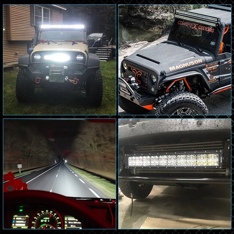 7D 22 Inch Offroad 12V 24V Straight Dual Row Car Truck Roof LED Light Bar for 4X4