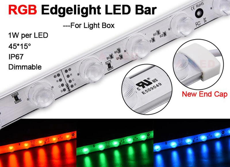 Exhibition Display High Energy-Saving IP67 Waterproof 24LED/M SMD3030 RGB Color Changing Edgelight LED Light Bars for Light Box