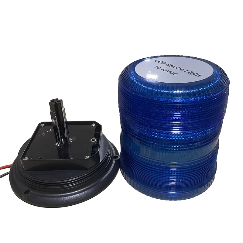 360 Degree Lighting DC10-48V Blue LED Rotary Lamp Heavy Duty Vehicle Mining Area Warning Light LED Beacon Emergency 7&quot; PC Lens 4200