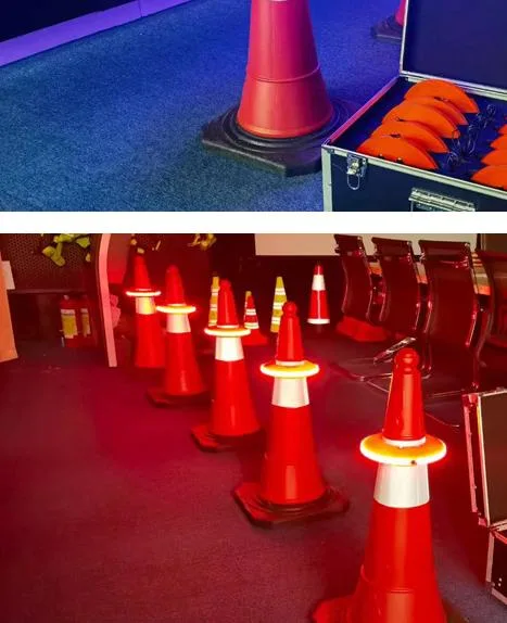 Remote Control Red Blue Flashing Warning Cone Light for Road Traffic Emergency Warning Rechargeable Signal Flashing LED Strip Cone Warn Light