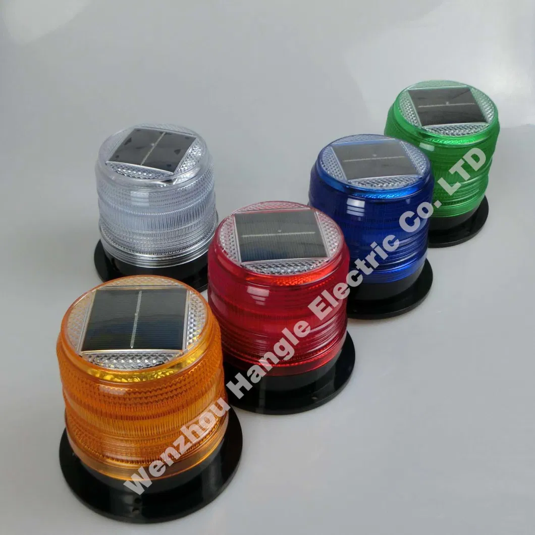 Alternating Red and Blue Flashing Solar Warning Lights