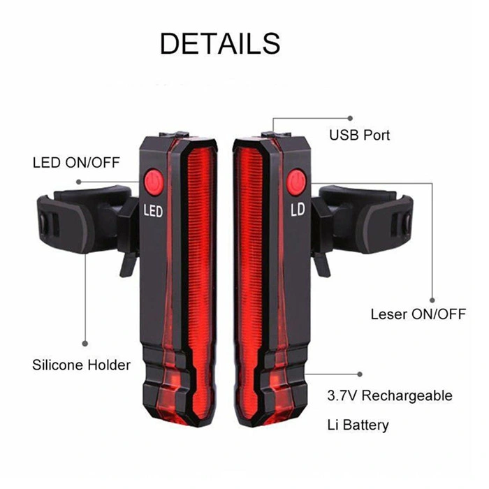 High Lumens LED Light USB Rechargeable Bike Rear Bicycle Tail Light