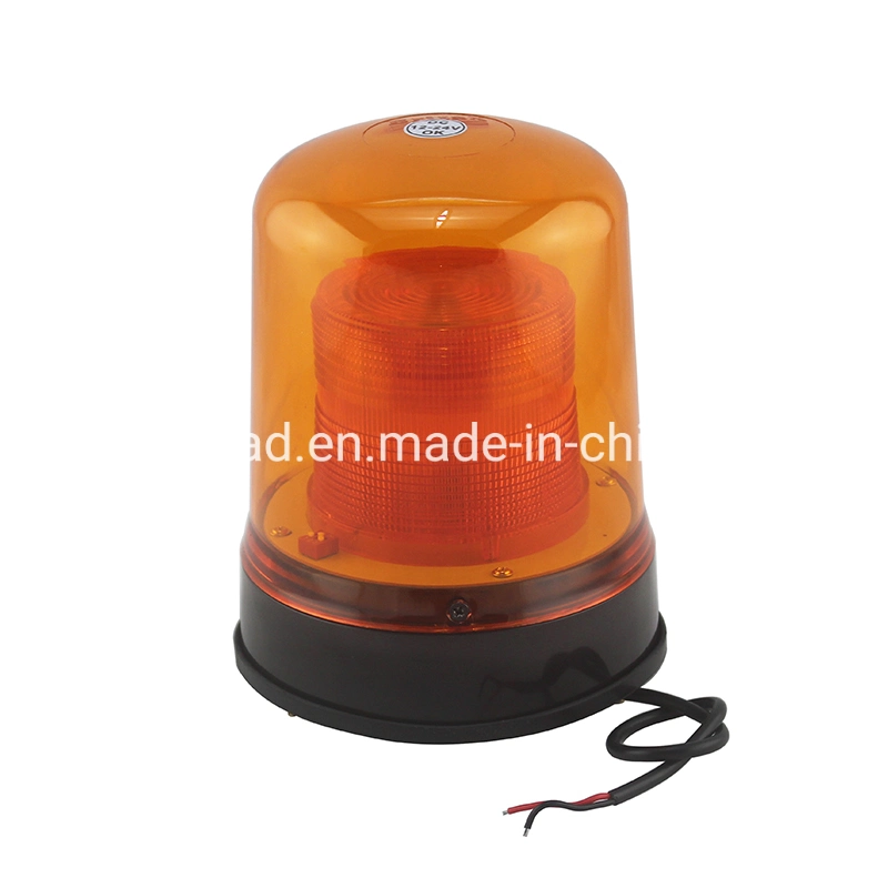 Top Lead DC12-24V Amber LED Road Safety Flashing Beacon Light, PC Lens Rubber Base Warning Emergency Strobe Rotating Beacon